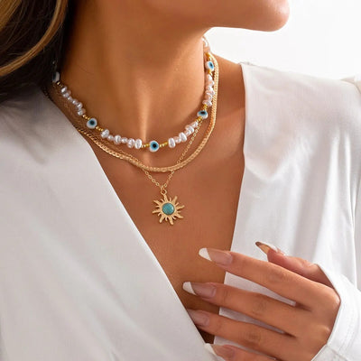 Evil Eye Away 3Pcs Necklace Set