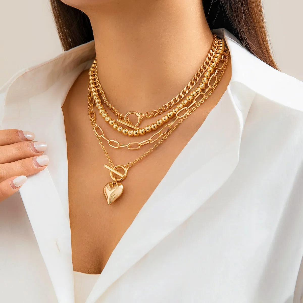 Love Locked Necklace 4PCs Set
