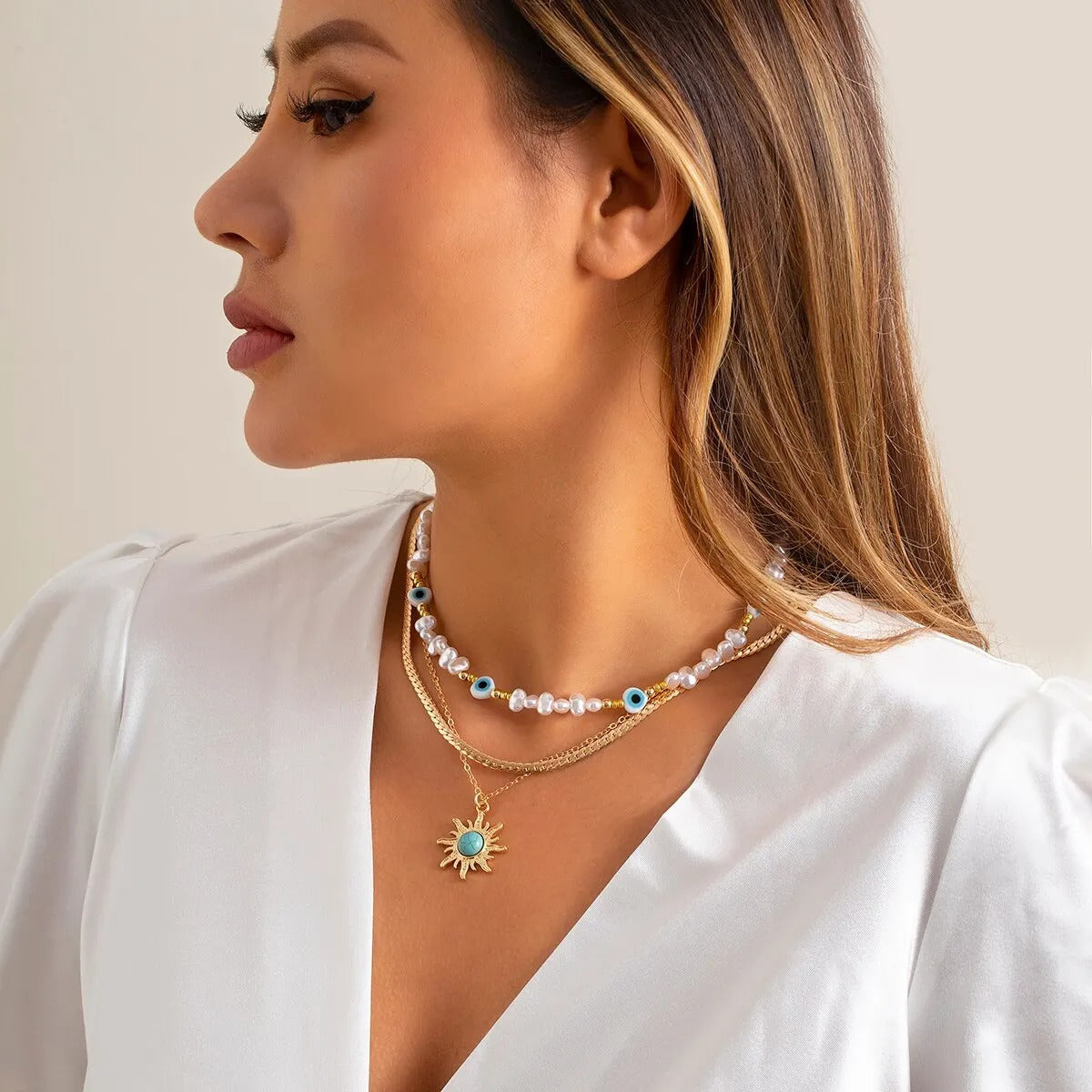 Evil Eye Away 3Pcs Necklace Set