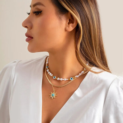 Evil Eye Away 3Pcs Necklace Set