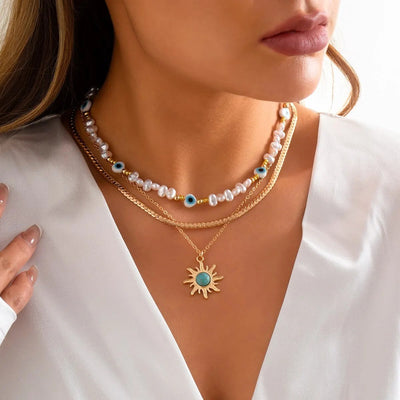Evil Eye Away 3Pcs Necklace Set