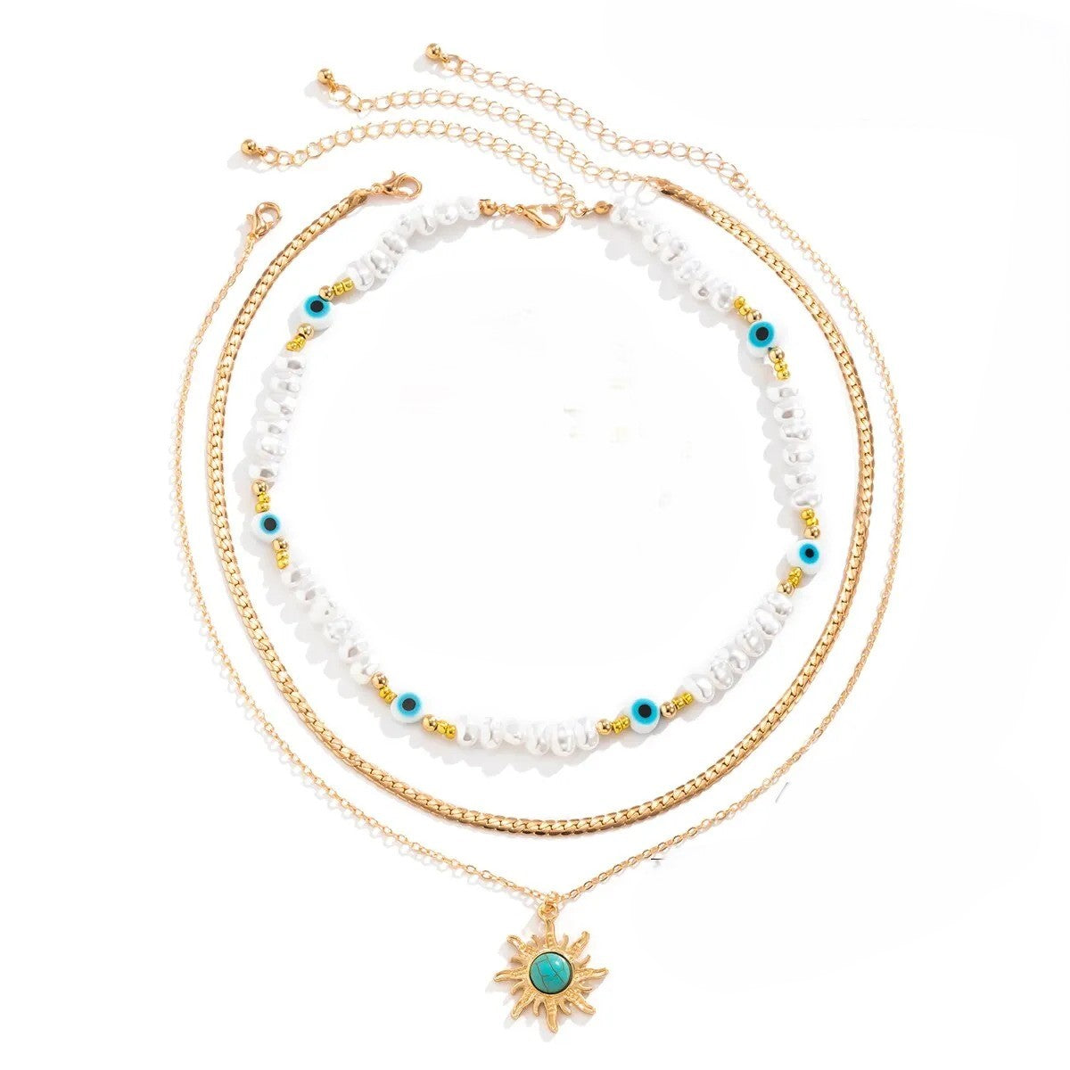 Evil Eye Away 3Pcs Necklace Set