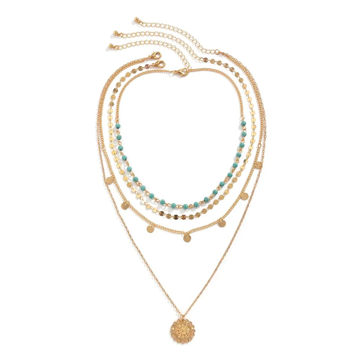 4Pcs Boho Stone Flower Necklace Set