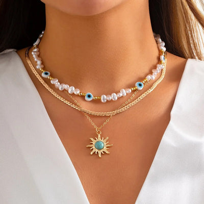 Evil Eye Away 3Pcs Necklace Set