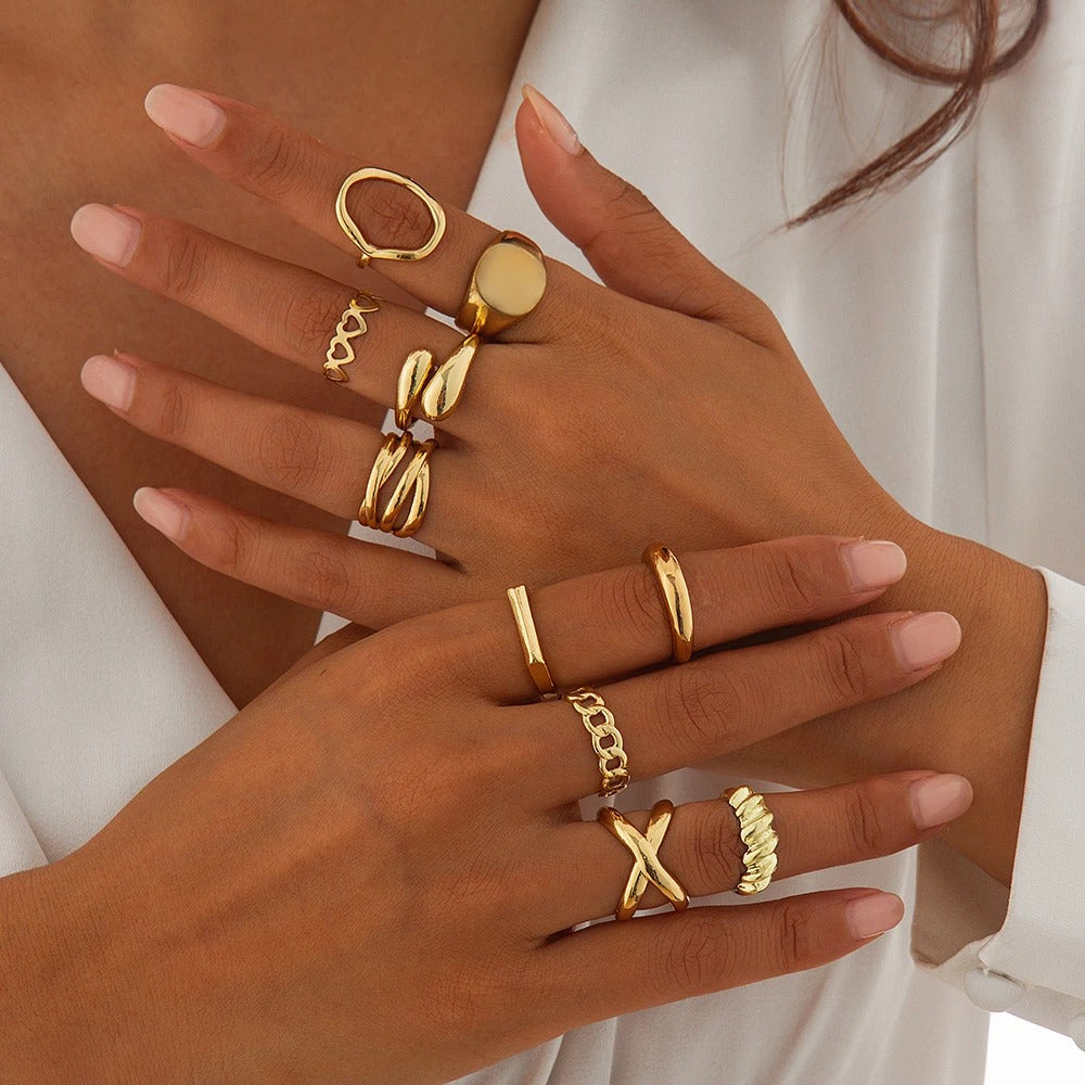 10 Pcs Vintage Rings Set